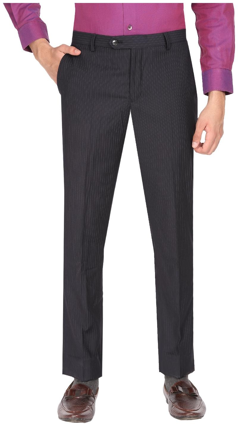 

SUITLTD Men Striped Slim Fit Formal Trouser - Black