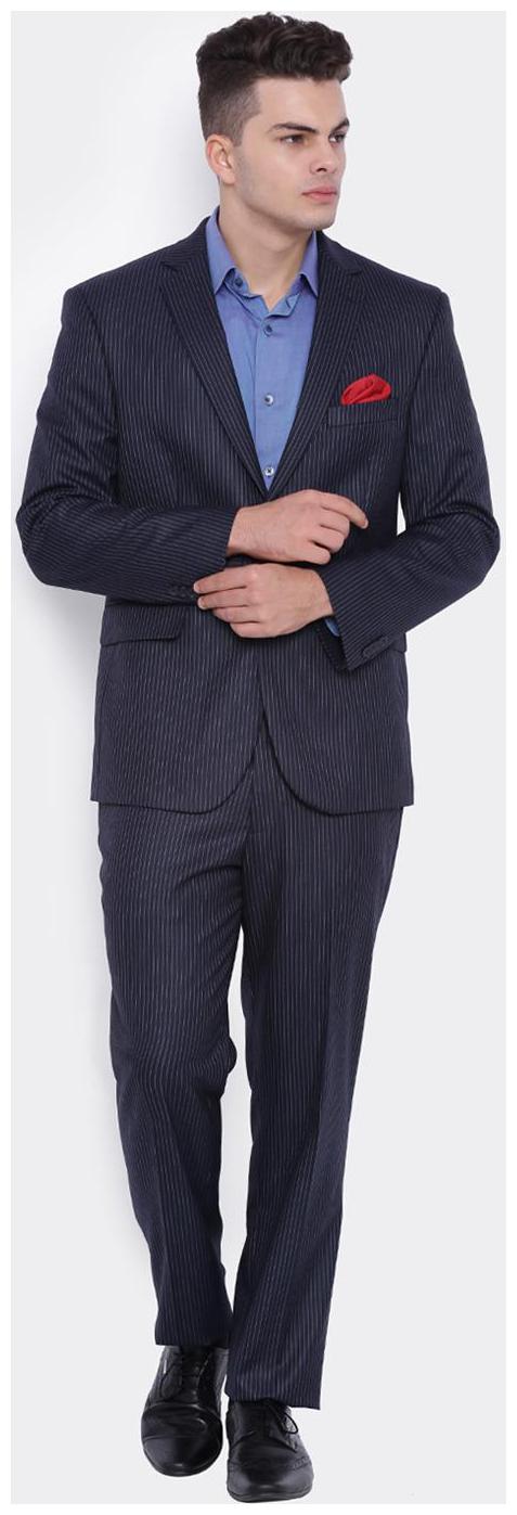 

SUITLTD Navy and Beige Stripe Slim Fit Suit