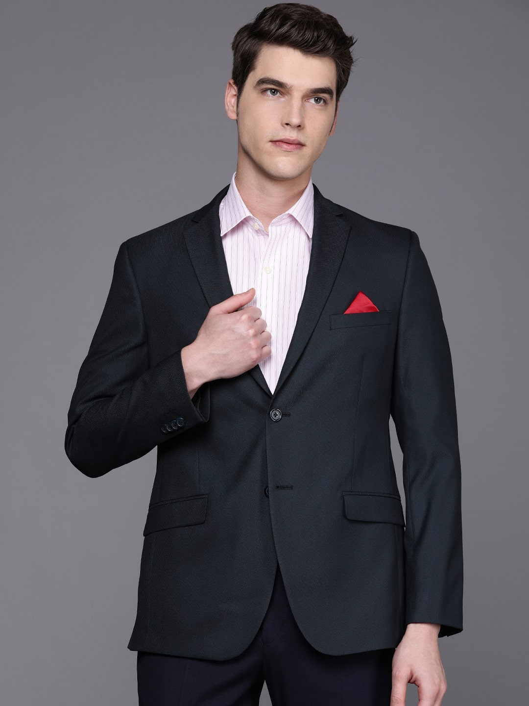 

SUITLTD Men Blue Printed Slim fit Single Breasted Blazer