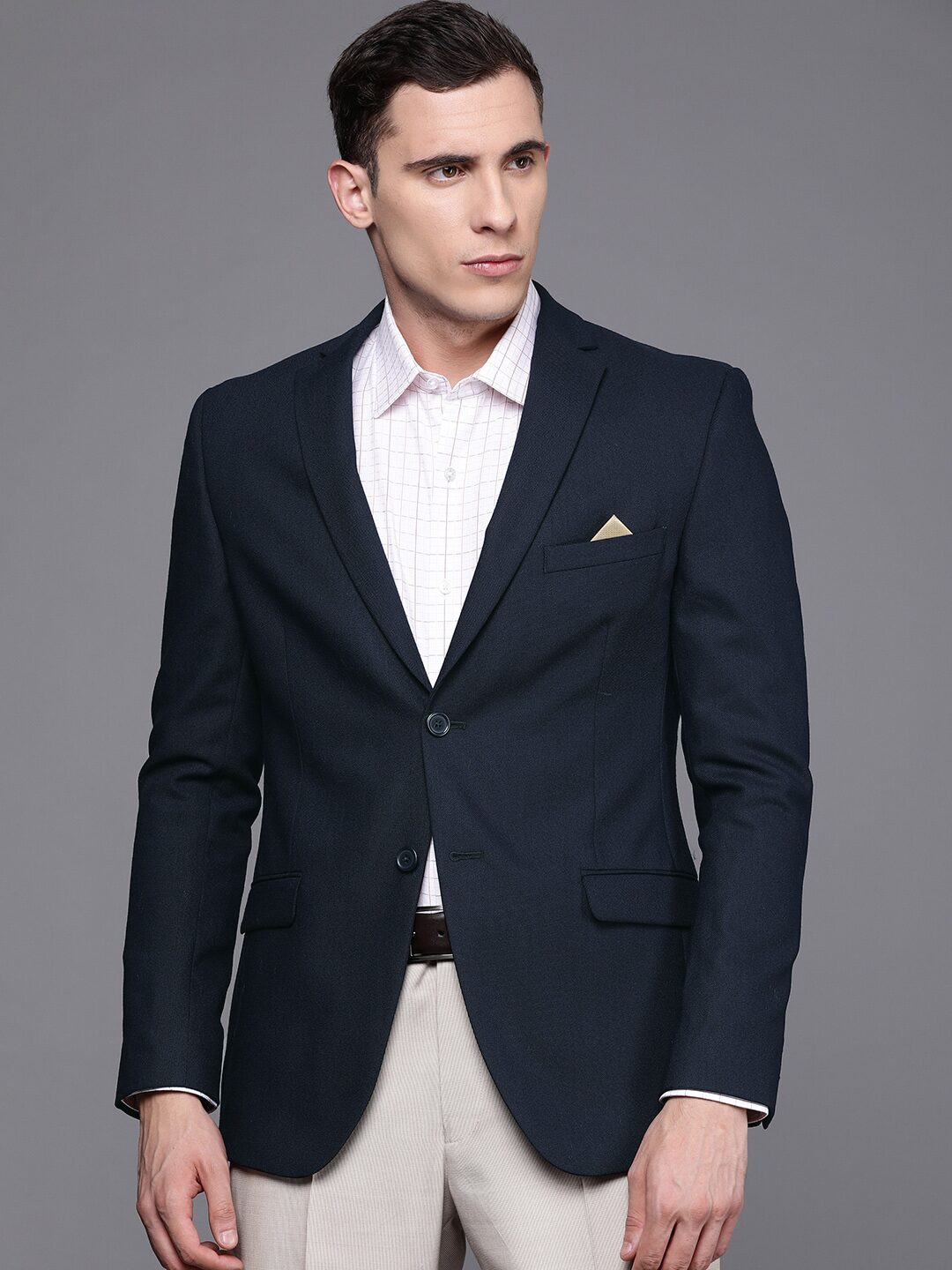 

SUITLTD Men Blue Textured Slim fit Single Breasted Blazer