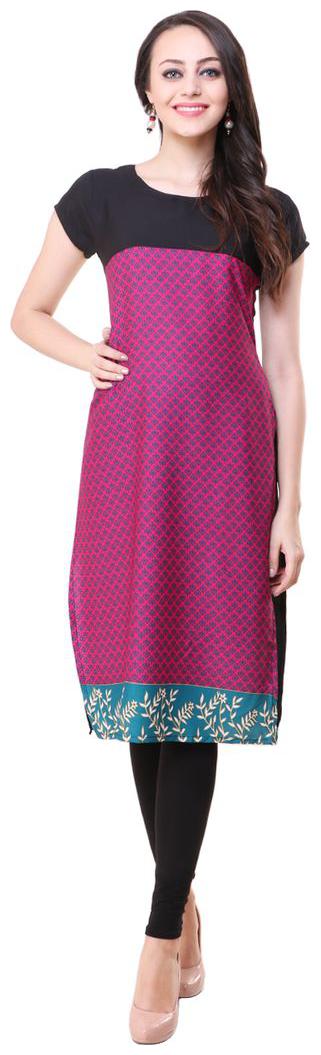 

Sukuma Women Pink Floral Regular Kurti