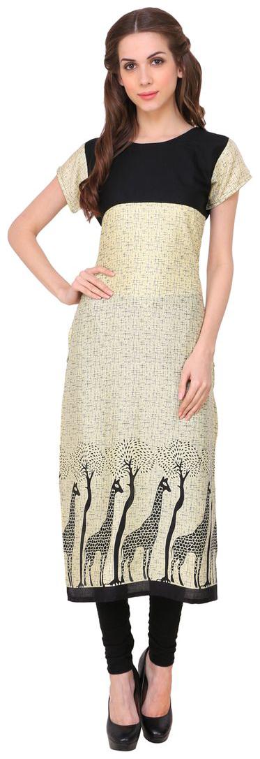 

Sukuma Women Black Abstract Straight Kurti