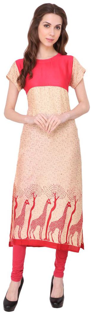 

Sukuma Women Pink Abstract Straight Kurti