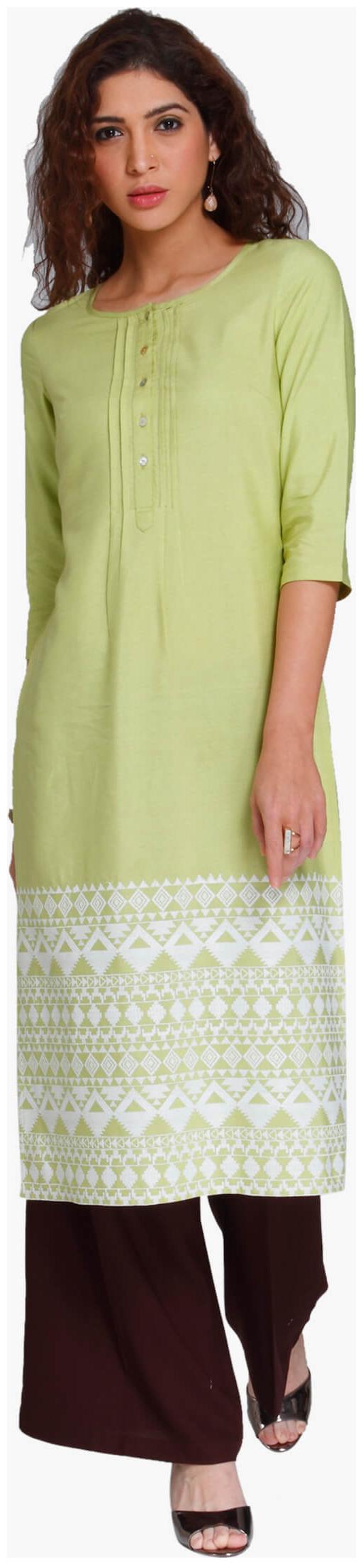 

NAARI Women Green Embroidered Straight Kurti