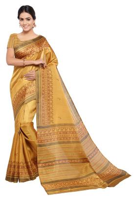 

Sunaina Yellow Striped Universal Regular Saree With blouse