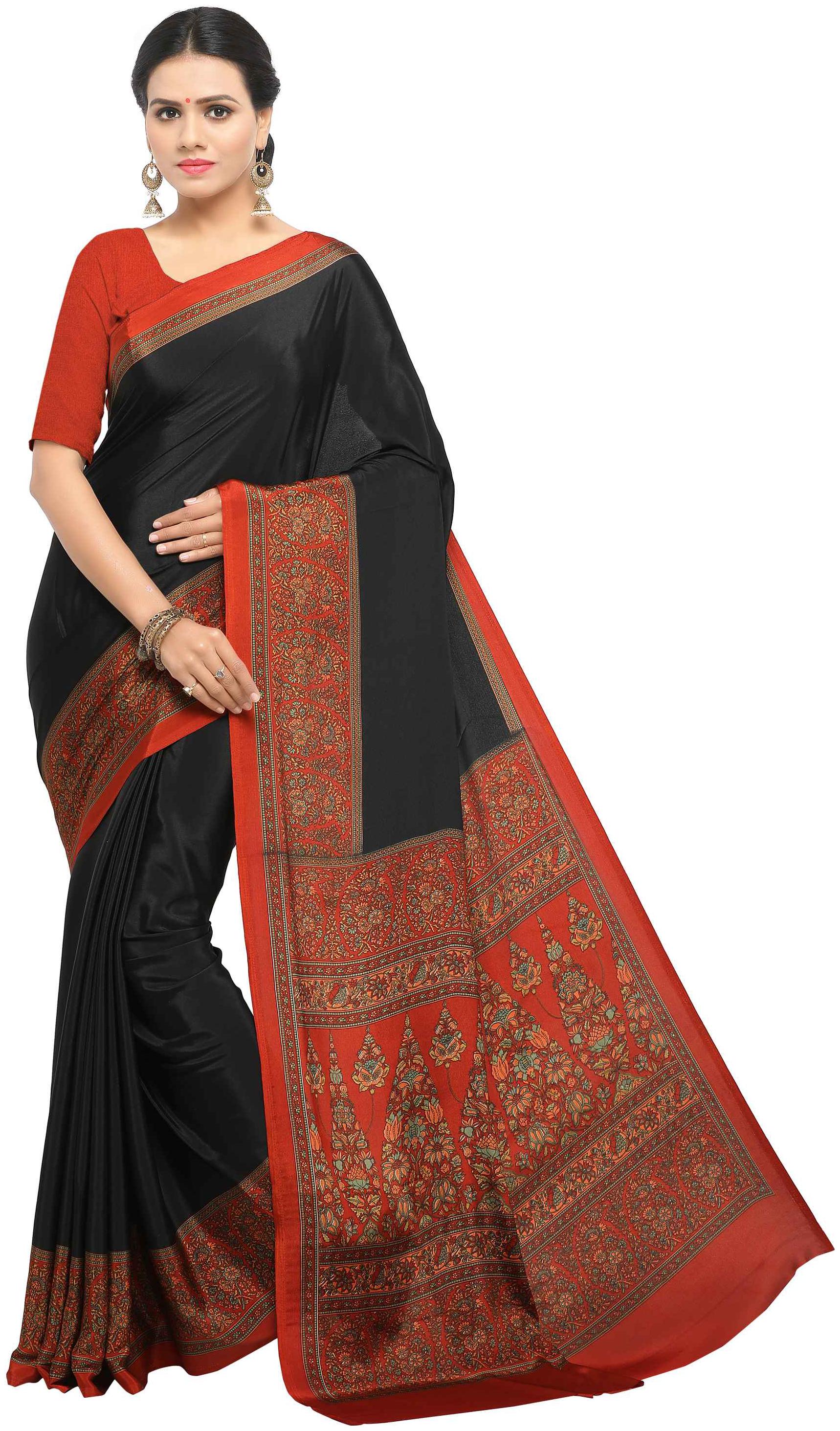 

sunaina printed crepe Black saree