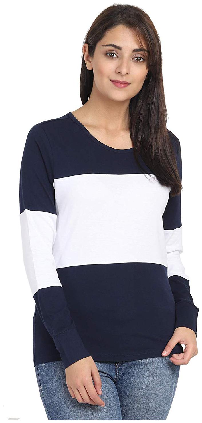 

Sundish Women Blue Slim fit Round neck Cotton T shirt
