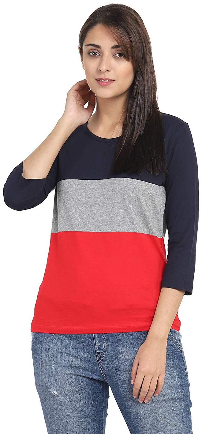 

Sundish Women Multi Slim fit Round neck Cotton T shirt