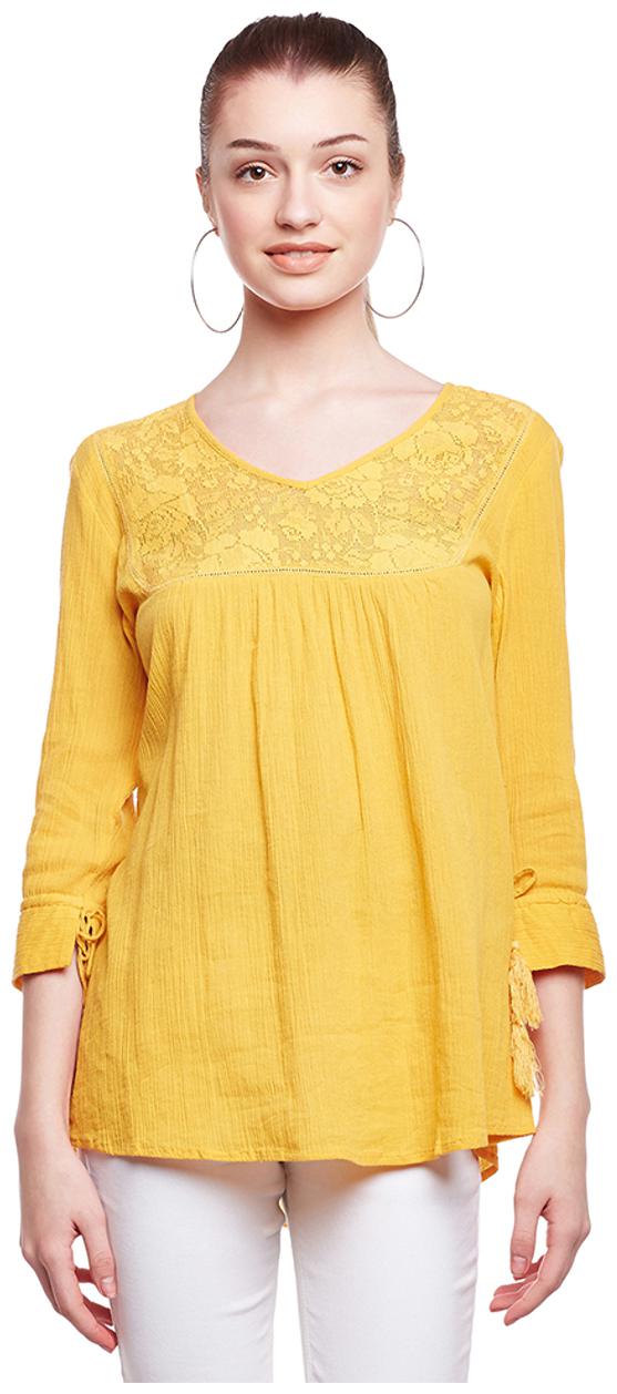 

Oxolloxo Women Solid A-line top - Yellow