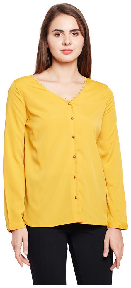 

OXOLLOXO Women Yellow Solid Regular Fit Shirt