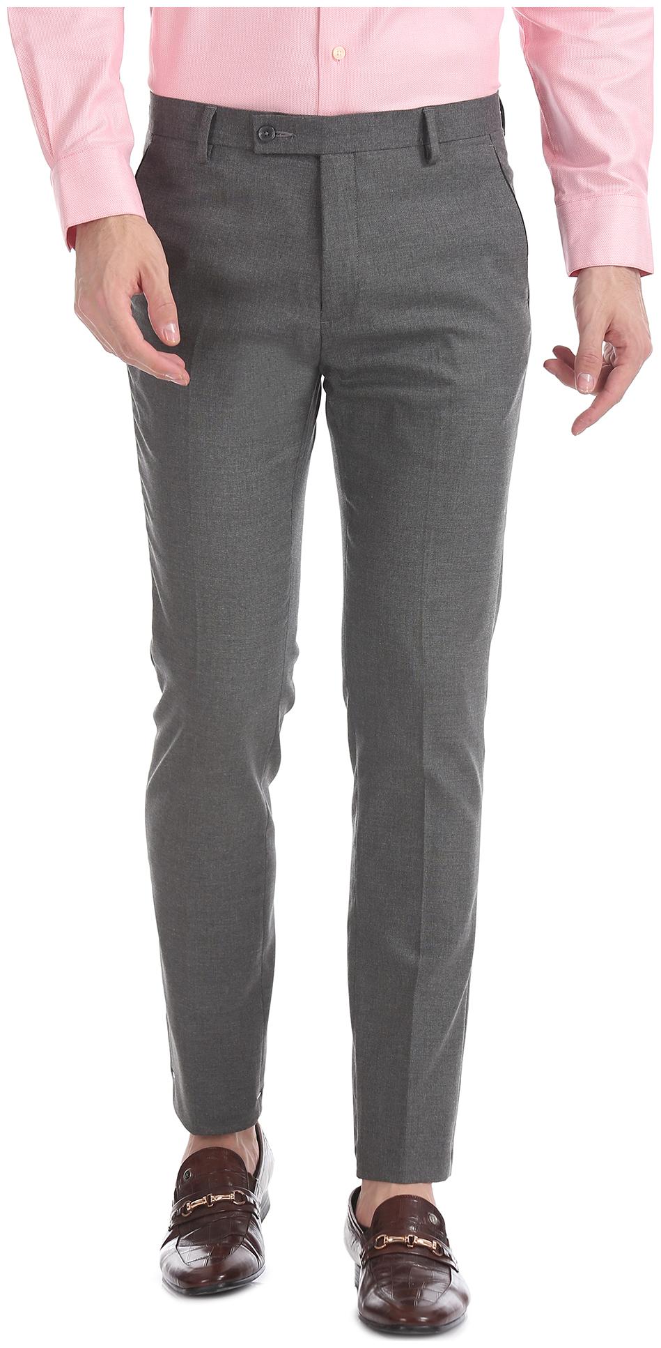 

Arrow Men Grey Textured Slim fit Regular trousers