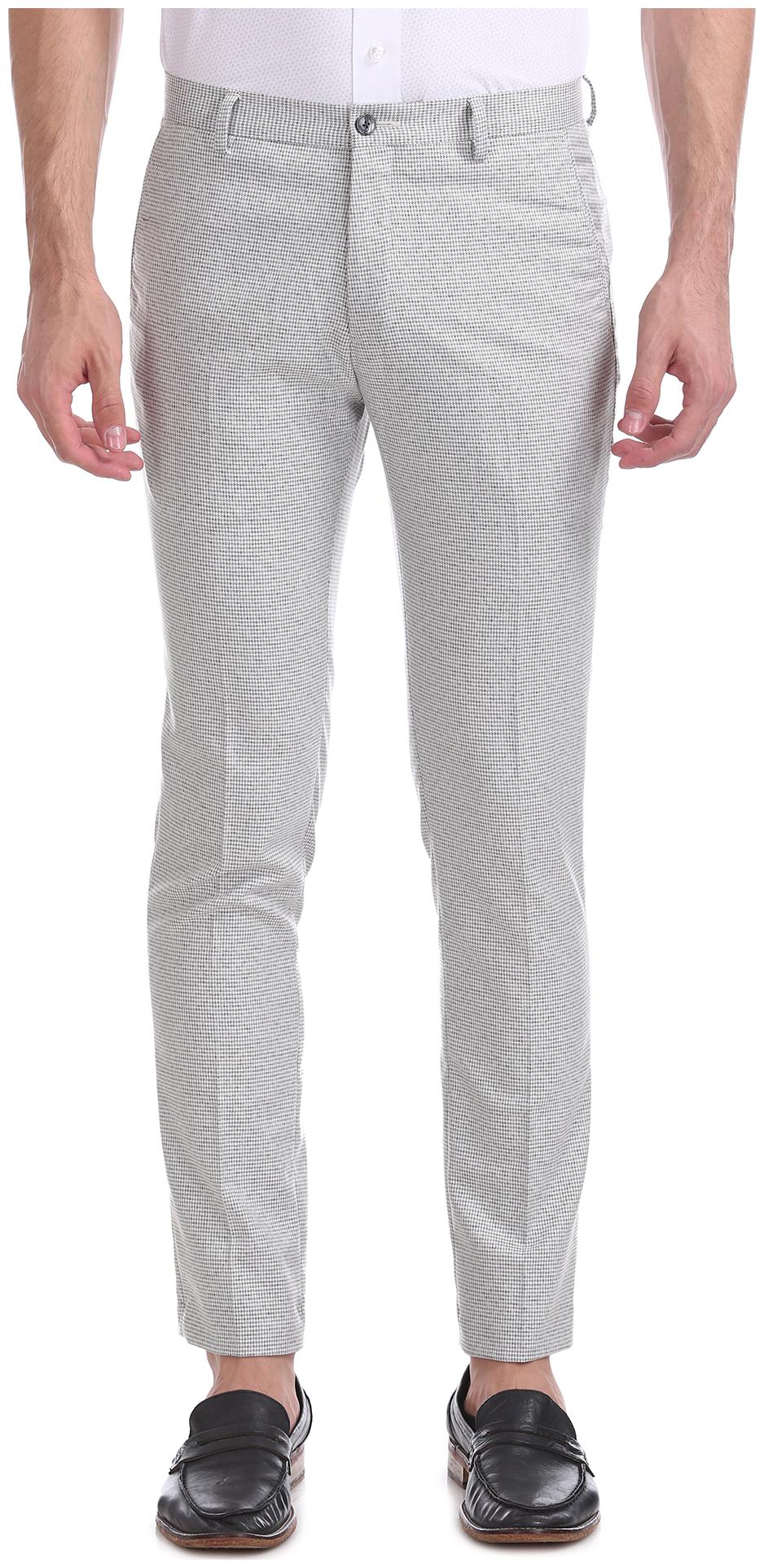 

Arrow Men Grey Textured Slim fit Regular trousers