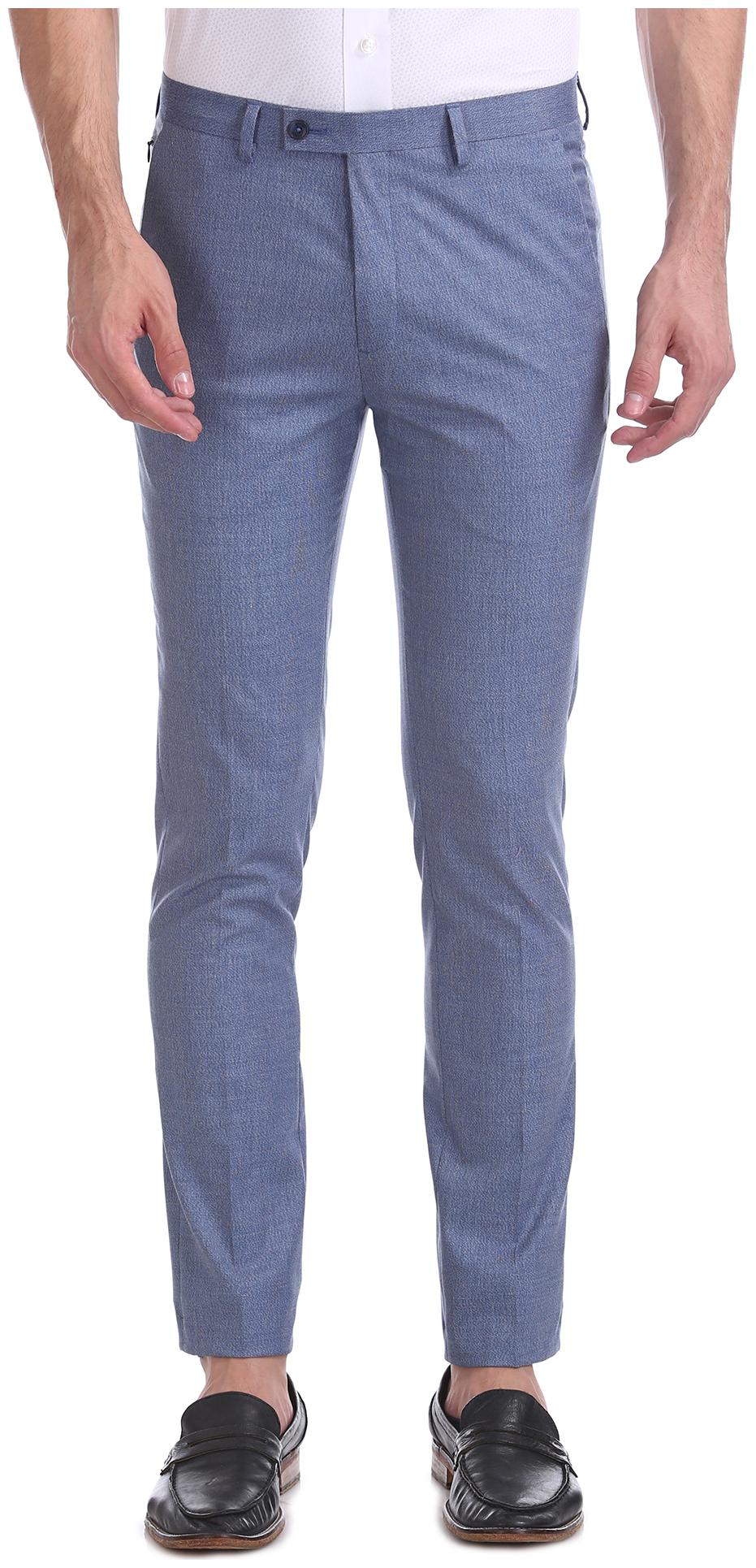 

Arrow Men Blue Textured Slim fit Regular trousers