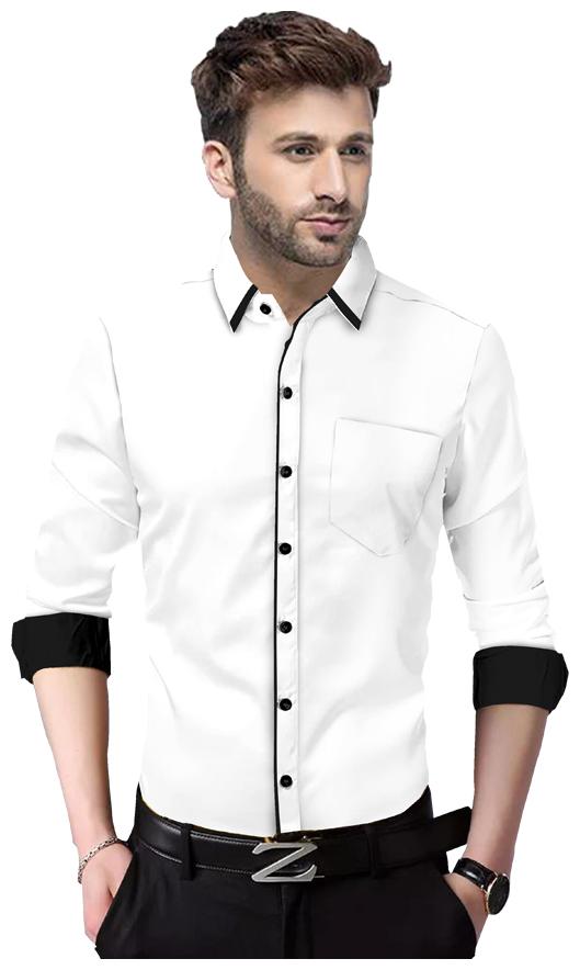 

SUR-T Men White Solid Slim Fit Casual Shirt