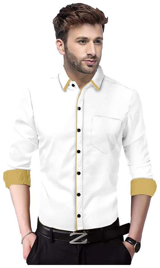 

SUR-T Men White Solid Slim Fit Casual Shirt