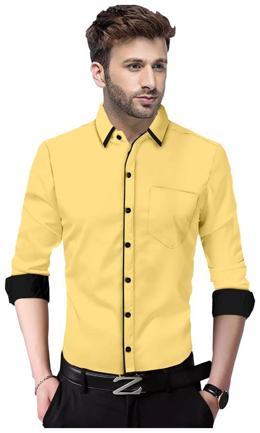 

SUR-T Men Yellow Solid Slim Fit Casual Shirt
