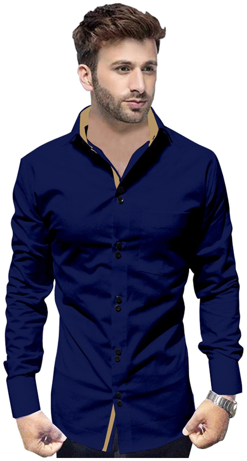 

SUR-T Men Navy Blue Solid Slim Fit Casual Shirt
