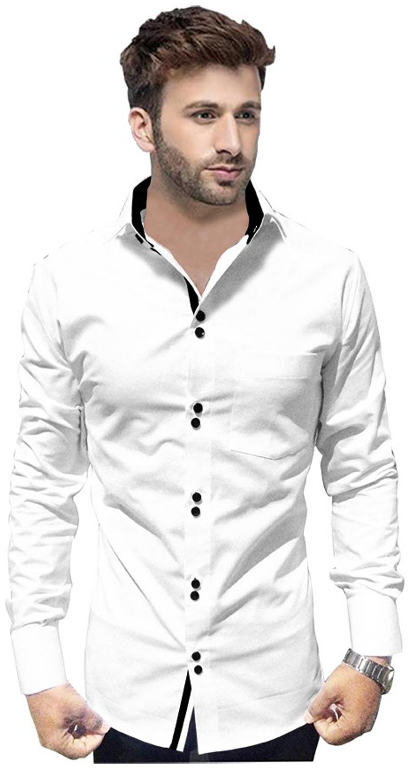 

SUR-T Men White Solid Slim Fit Casual Shirt