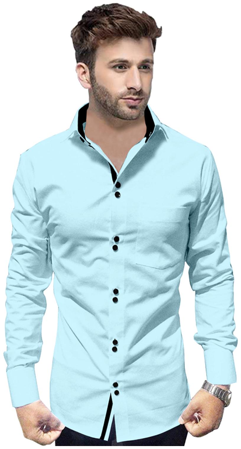 

SUR-T Men Blue Solid Slim Fit Casual Shirt