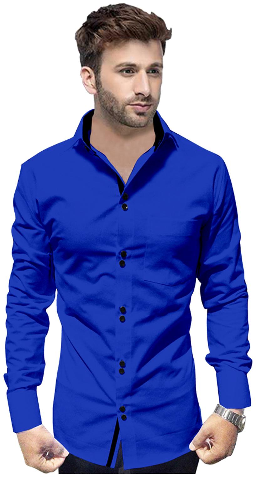 

SUR-T Men Blue Solid Slim Fit Casual Shirt