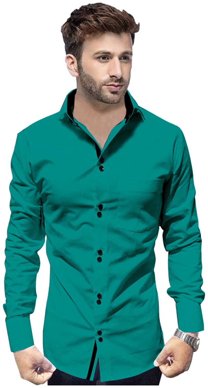 

SUR-T Men Green Solid Slim Fit Casual Shirt