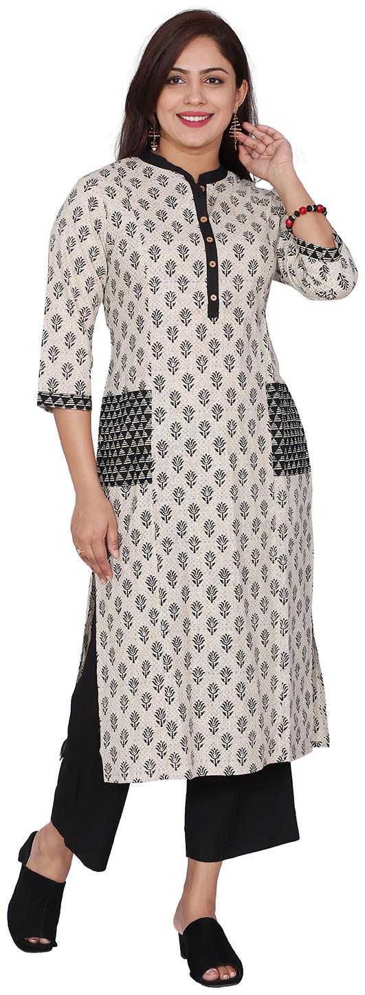 

Suti Women Black Printed Straight Kurta