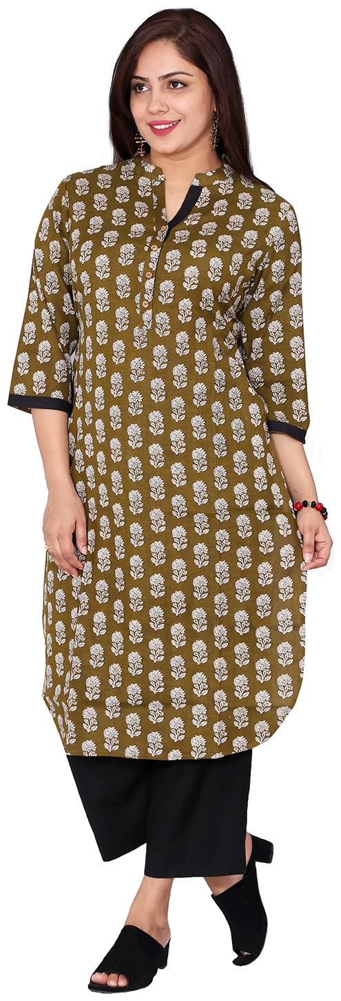 

Suti Women Green Printed Straight Kurta