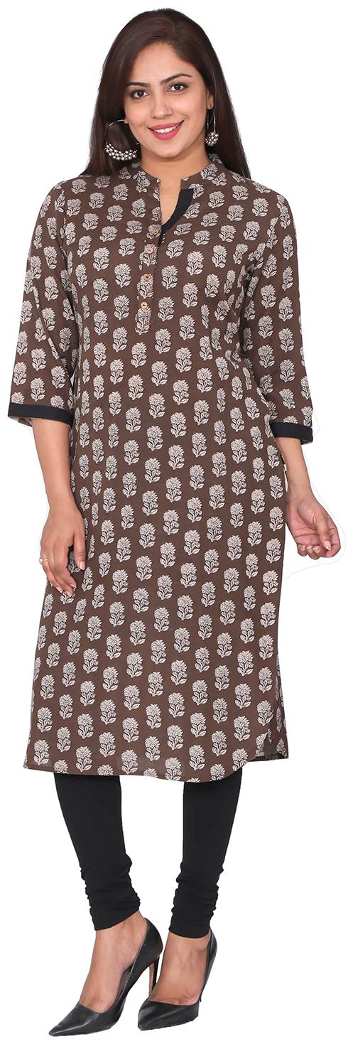 

Suti Women Grey Printed Straight Kurta