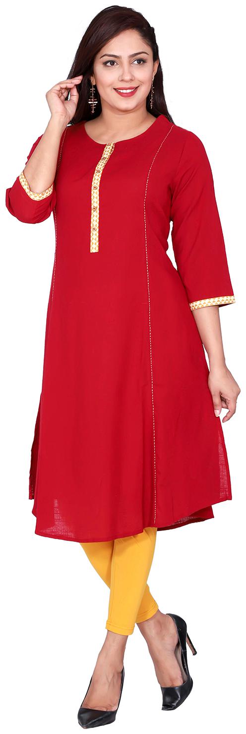 

Suti Women Maroon Solid Cotton Kurta