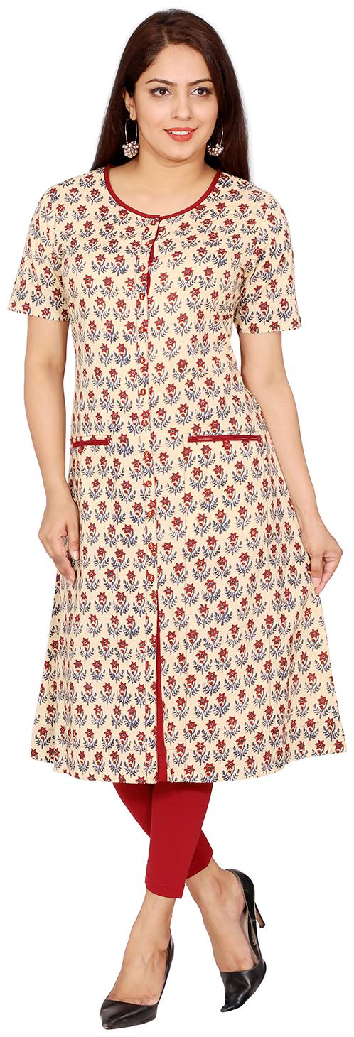 

Suti Women Maroon Floral Straight Kurta