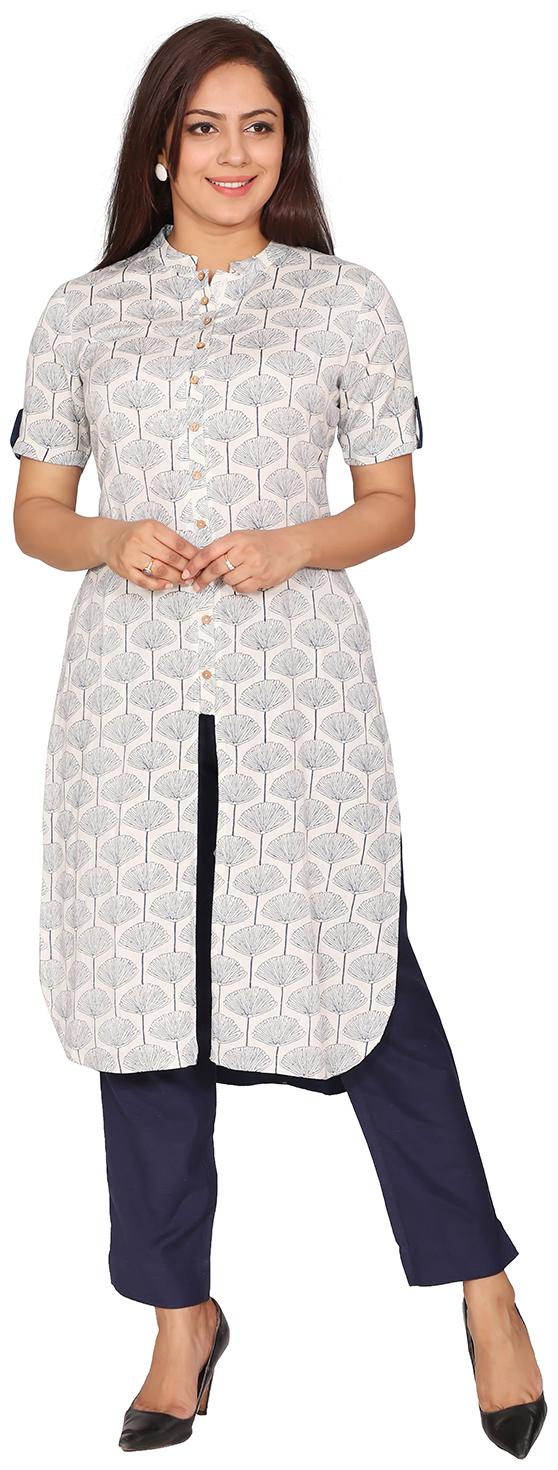 

Suti Women White Floral Straight Kurta