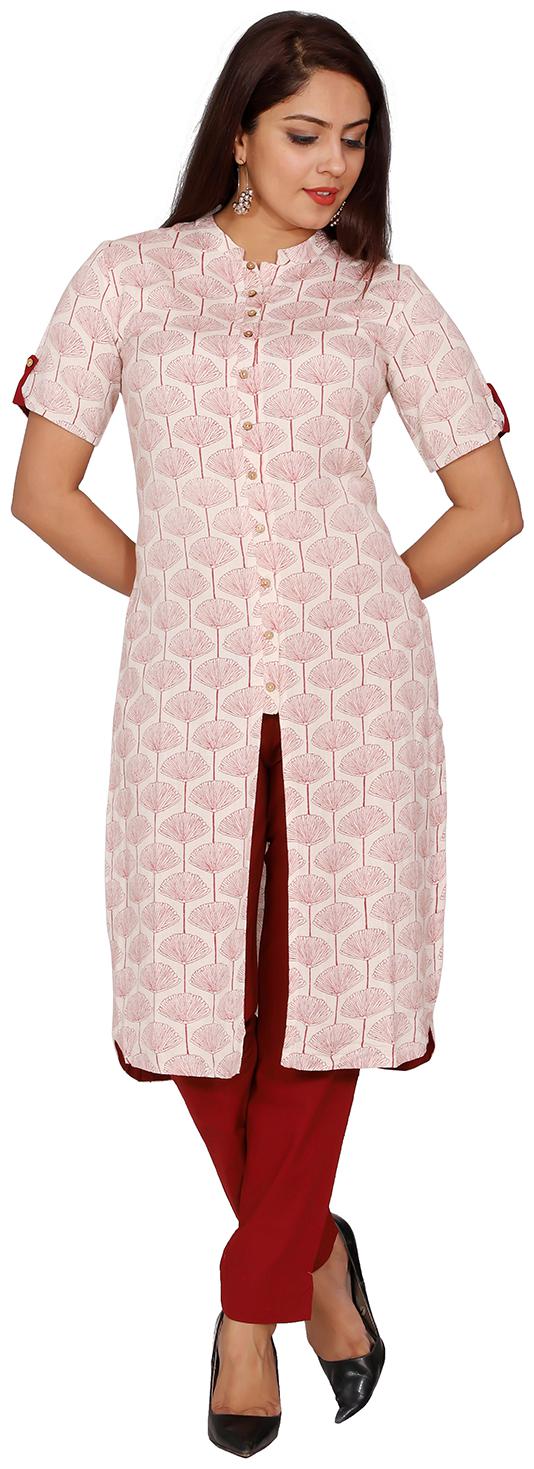 

Suti Women White Floral Straight Kurta