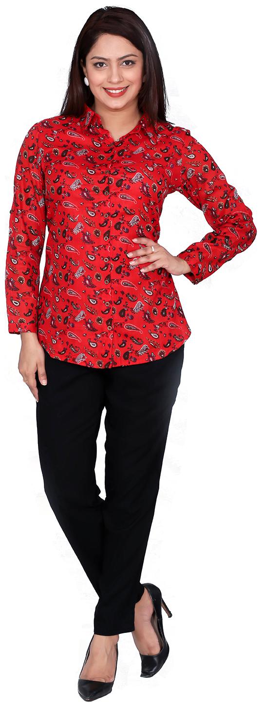 

Suti Women Red Printed Regular Fit Shirt