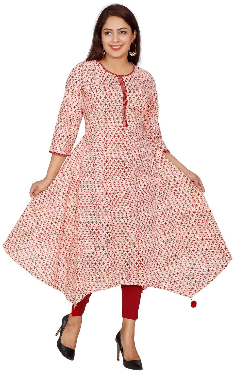 

Suti Women Red Printed Straight Kurta