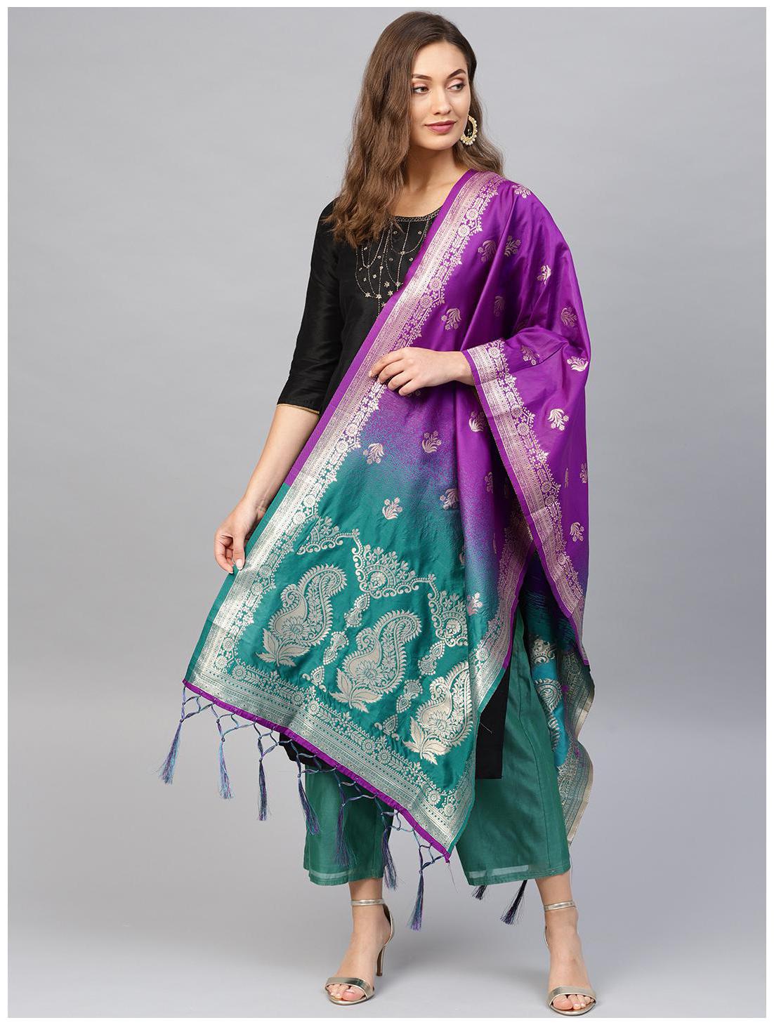 

SUTRAM Banarasi Silk Woven Purple Dupatta
