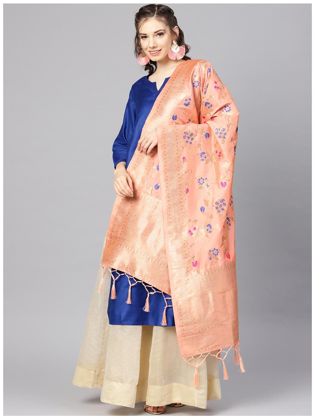

Sutram Women Banarasi Silk Woven Dupatta Peach