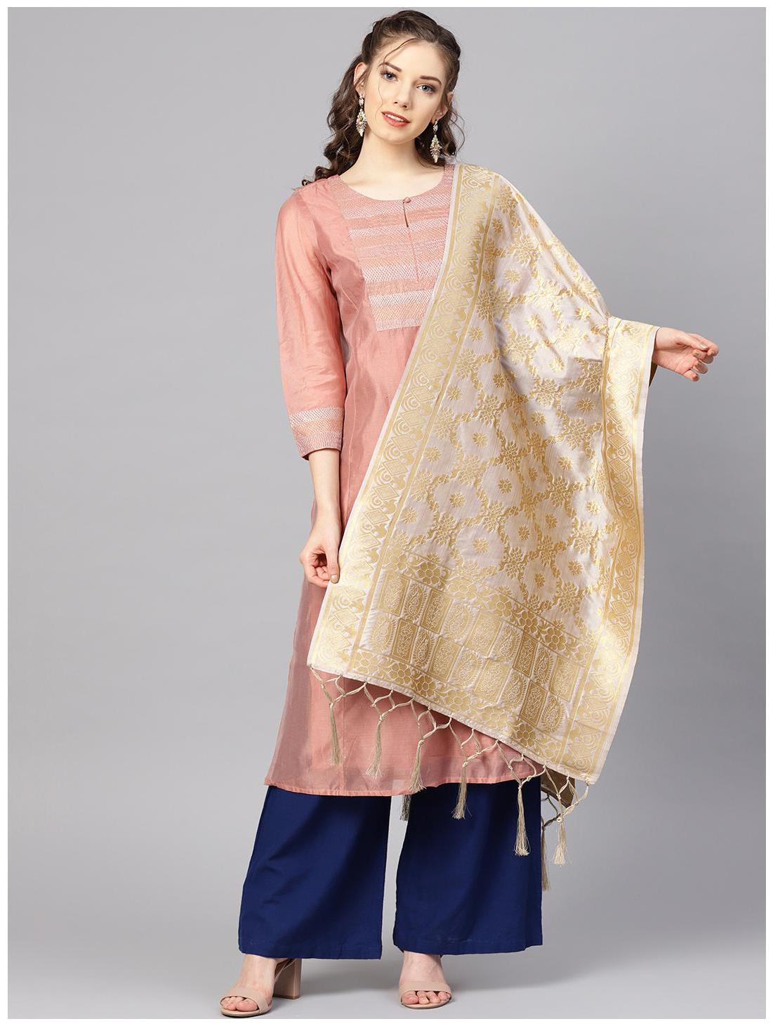 

Sutram Women Banarasi Silk Woven Dupatta Grey
