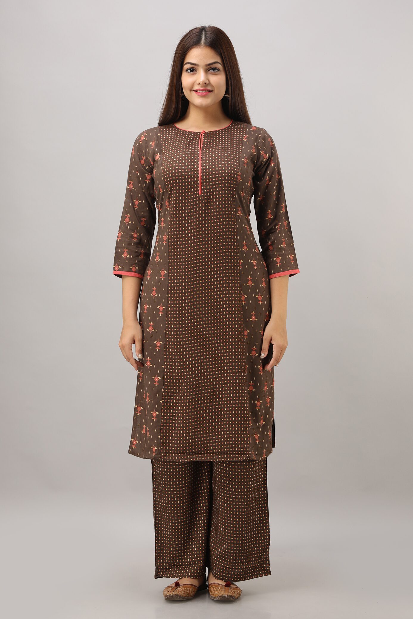 

SVARCHI Women Brown Printed Straight Kurta