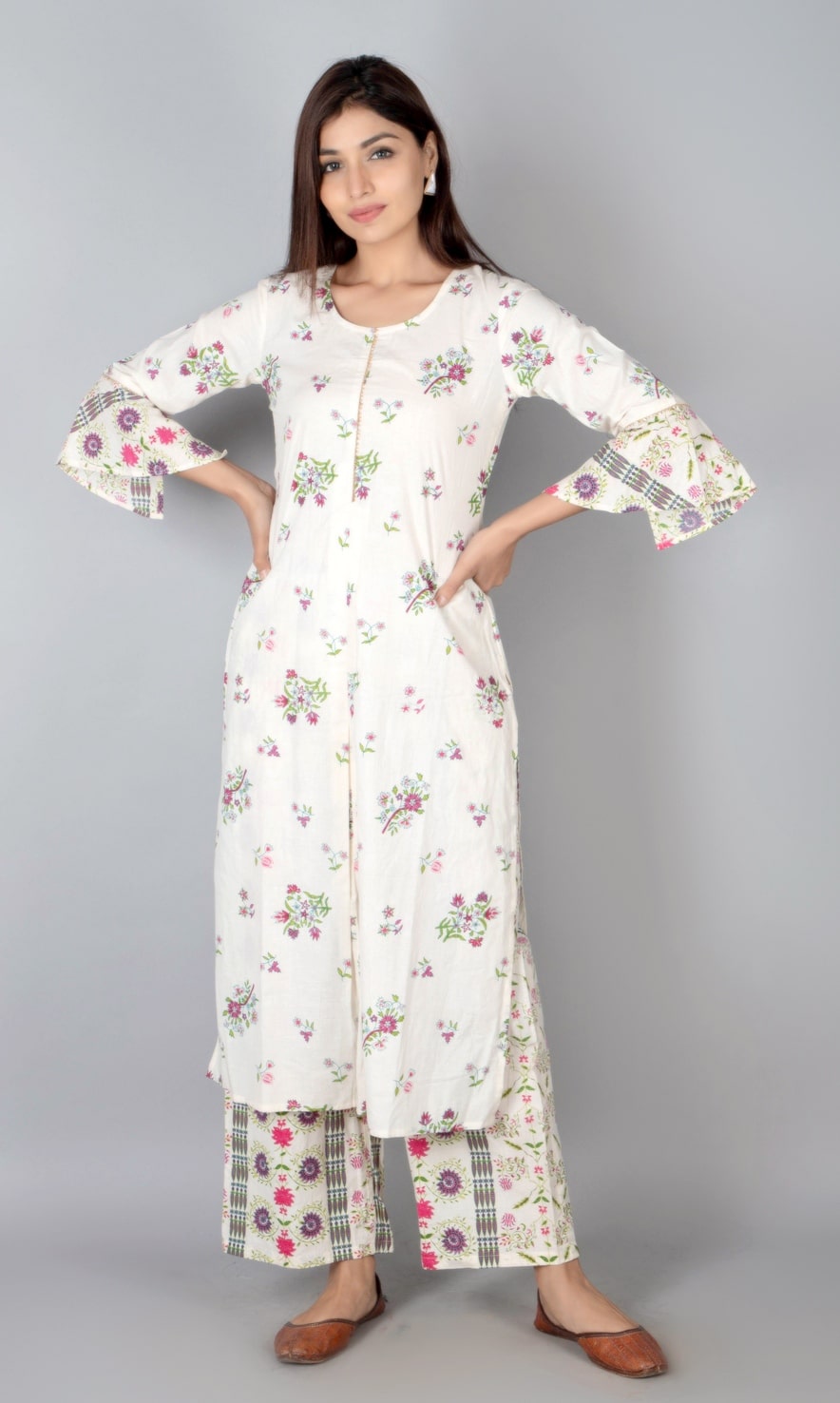 

SVARCHI Women Cotton Blend White Kurta With Palazzo