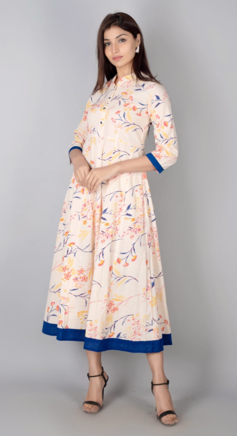 

SVARCHI Women Peach Floral Anarkali Kurta