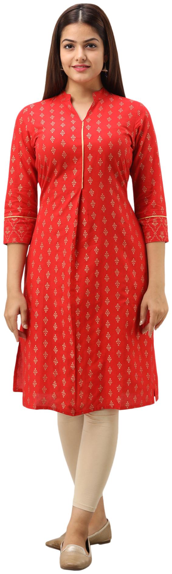 

SVARCHI Women Red Printed Straight Kurta