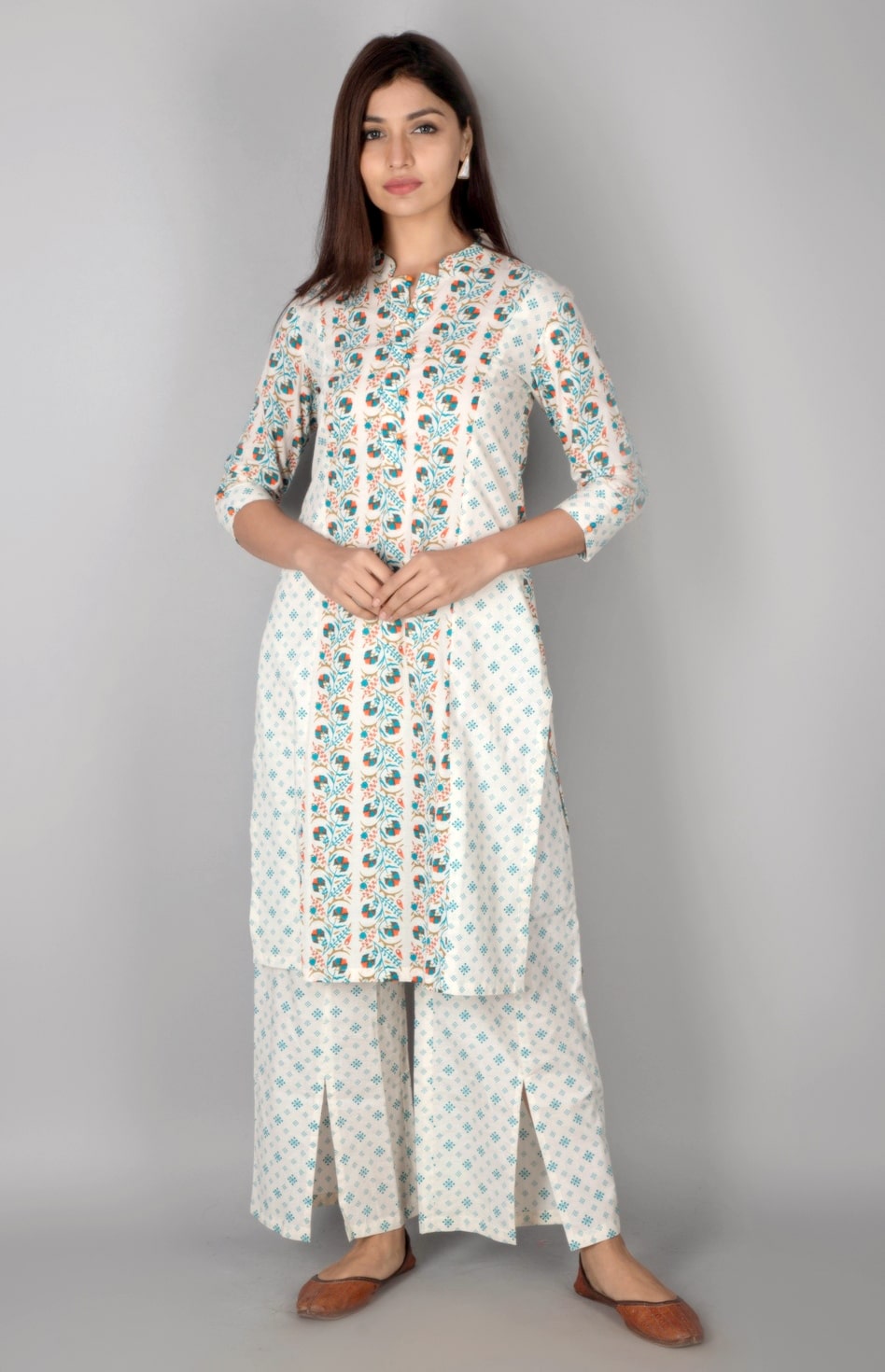 

SVARCHI Women White Printed Straight Kurta With Palazzo