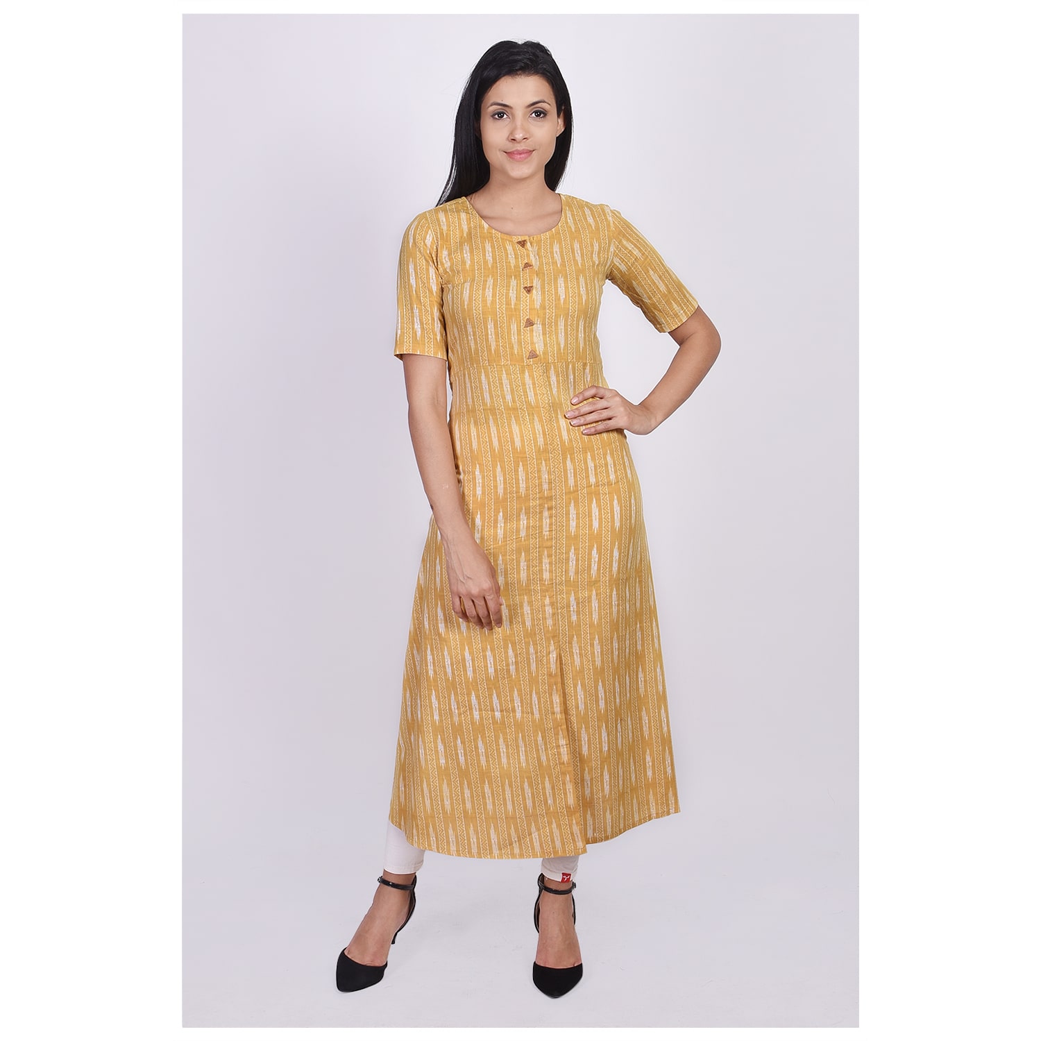 

SVARCHI Women Cotton Printed Mustard Kurta