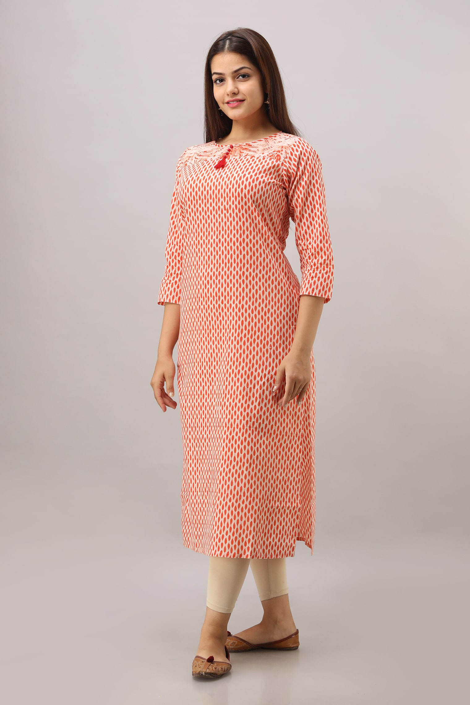 

SVARCHI Women Orange Printed Straight Kurta