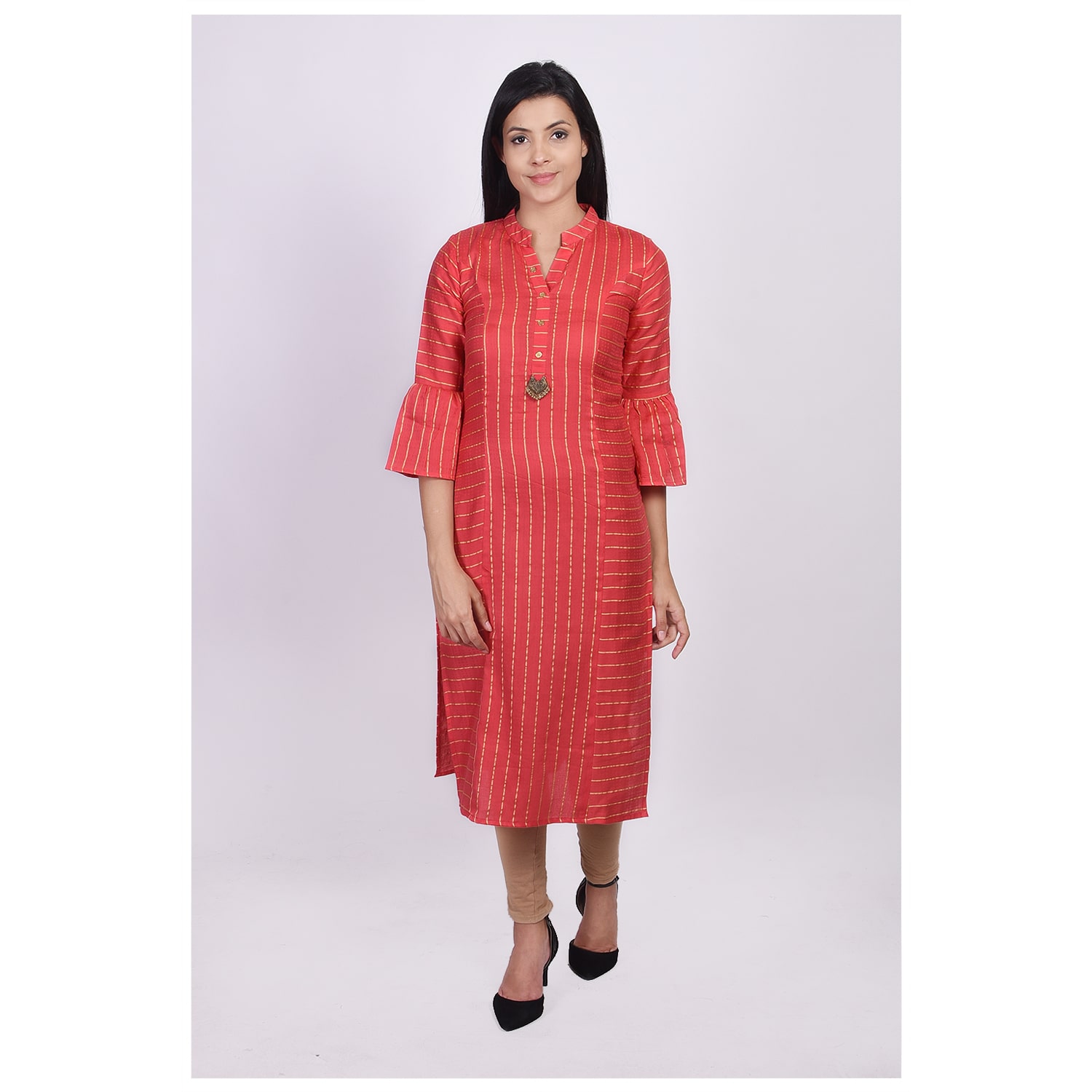 

SVARCHI Women Red Printed Straight Kurta