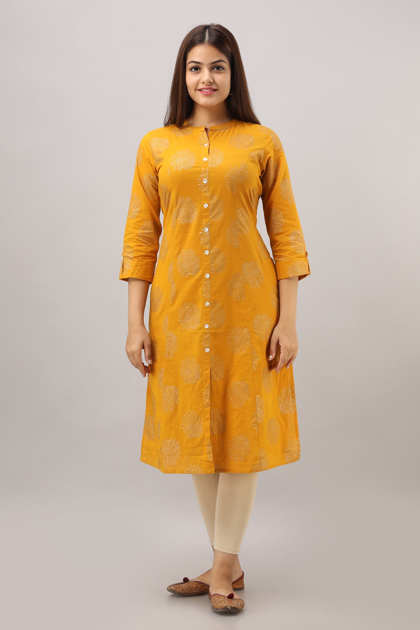 

SVARCHI Women Cotton Printed Yellow Kurta