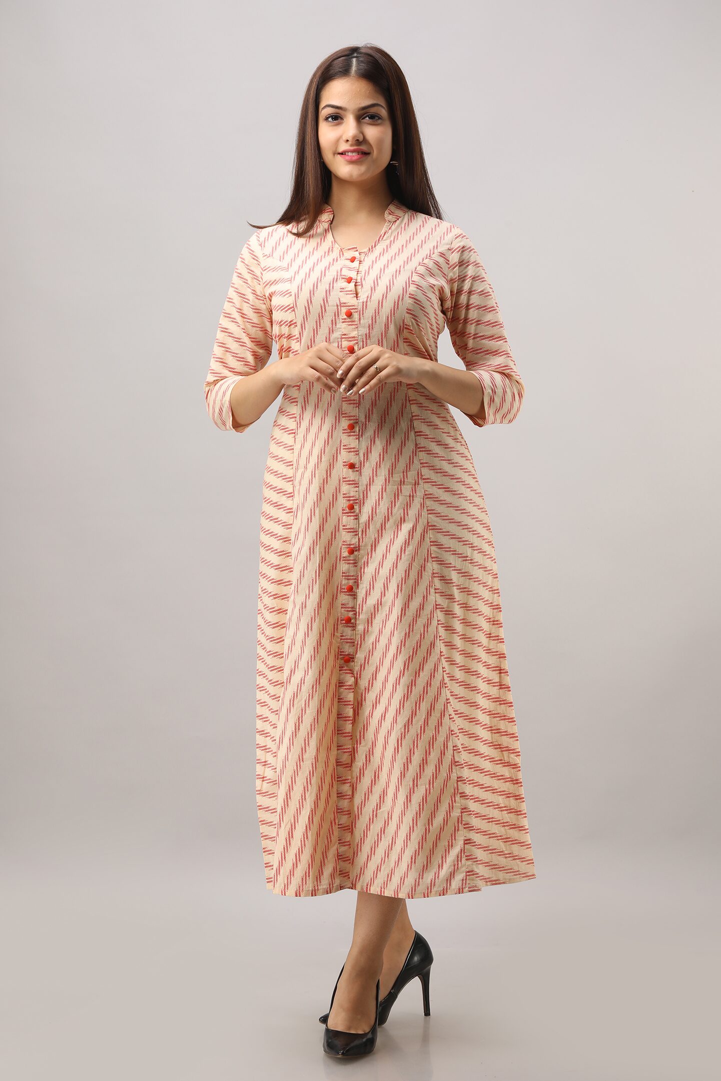 

SVARCHI Women Cotton Printed Orange Kurta