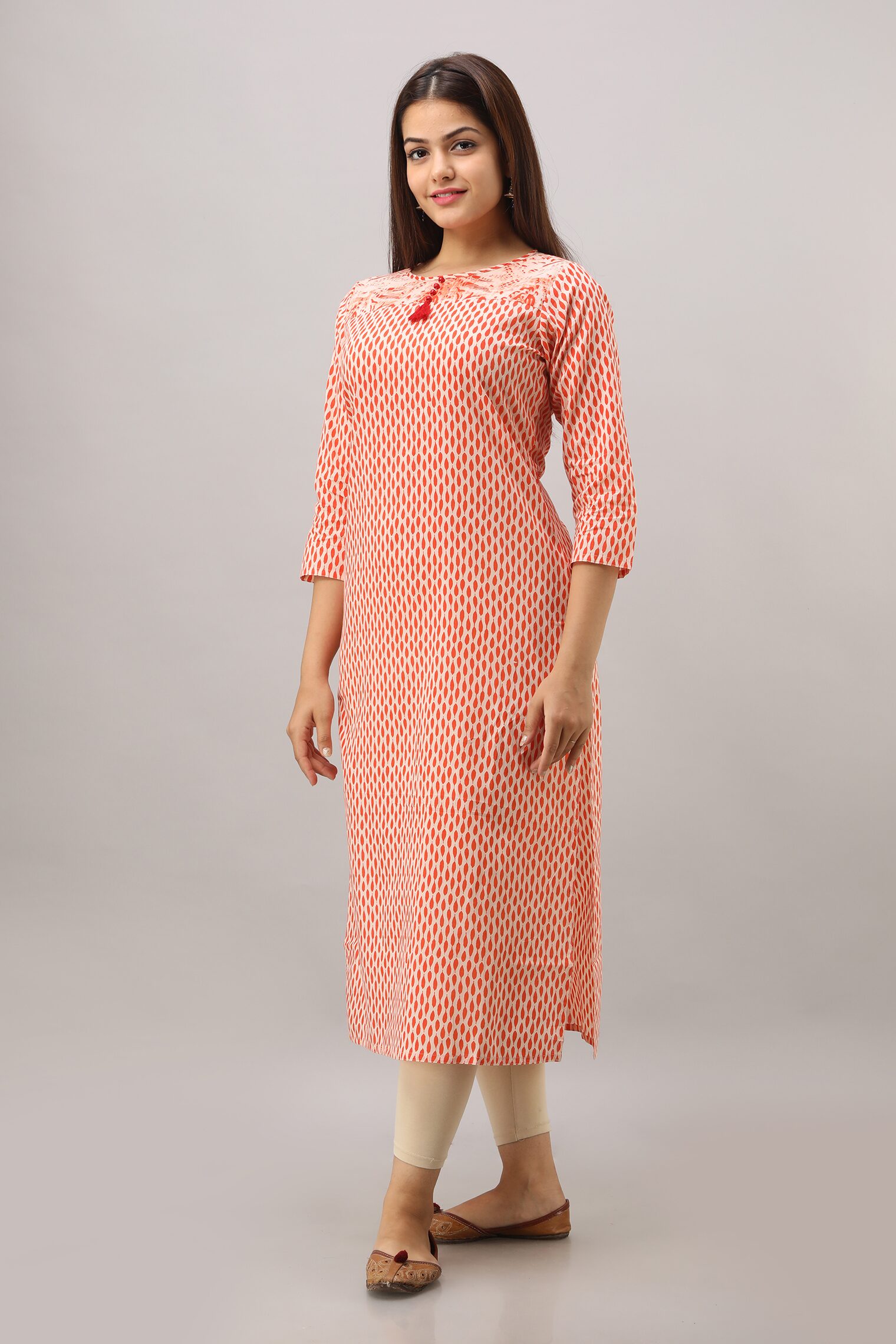 

SVARCHI Women Orange Printed Straight Kurta