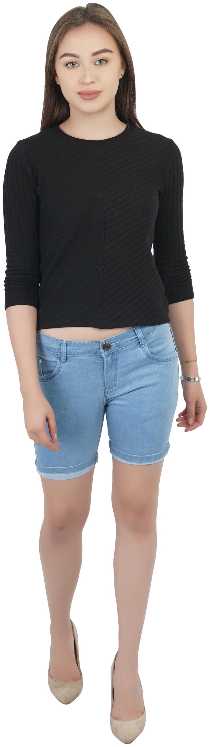 

SVTADA COLLECTION Women Solid Denim shorts - Blue