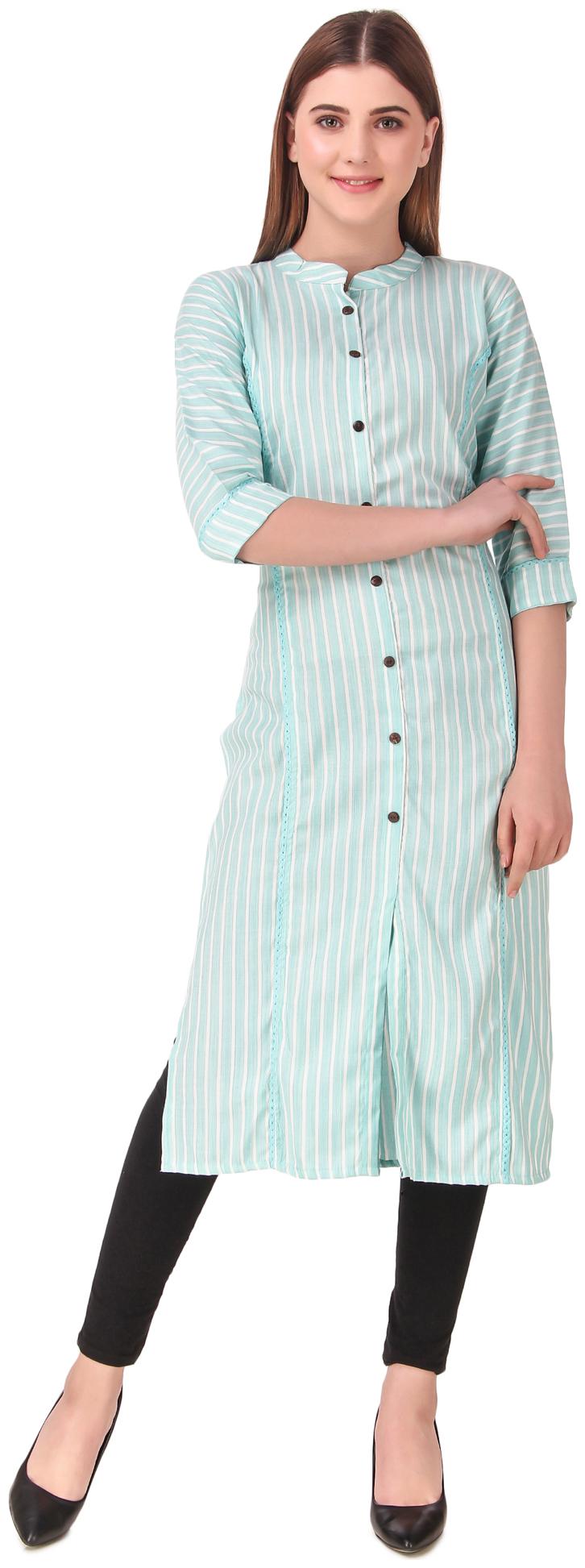 

Swagg India Women Blue Striped Straight Kurta